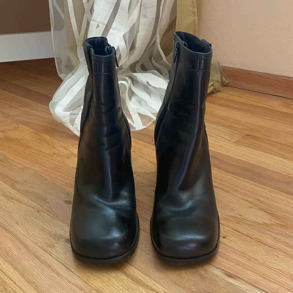 Free people square toed black Ankle heeled boots